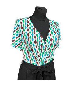 ANNA FIELD Ženske kratkimi rokavi Jumpsuit pisane eleganten L