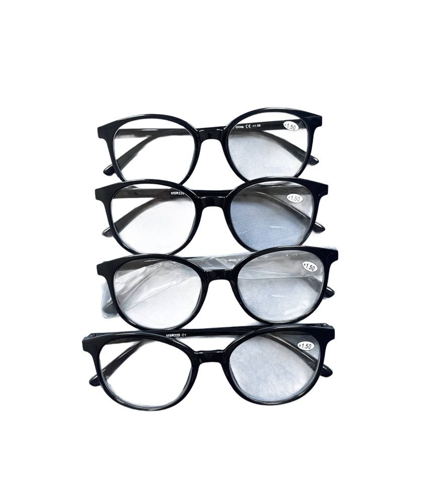 MODFANS Okulary do Czytania Damskie ,+1.50 - Czarne, 4 sztuki