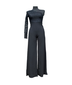 MISSGUIDED Kombinezon Damski Elegancki z Jednym Rękawem Czarny 36