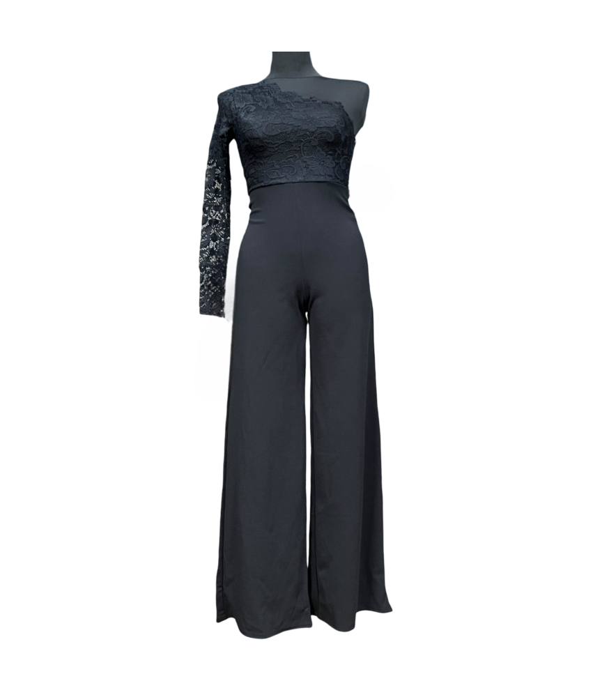 MISSGUIDED Kombinezon Damski Elegancki z Jednym Rękawem Czarny 36