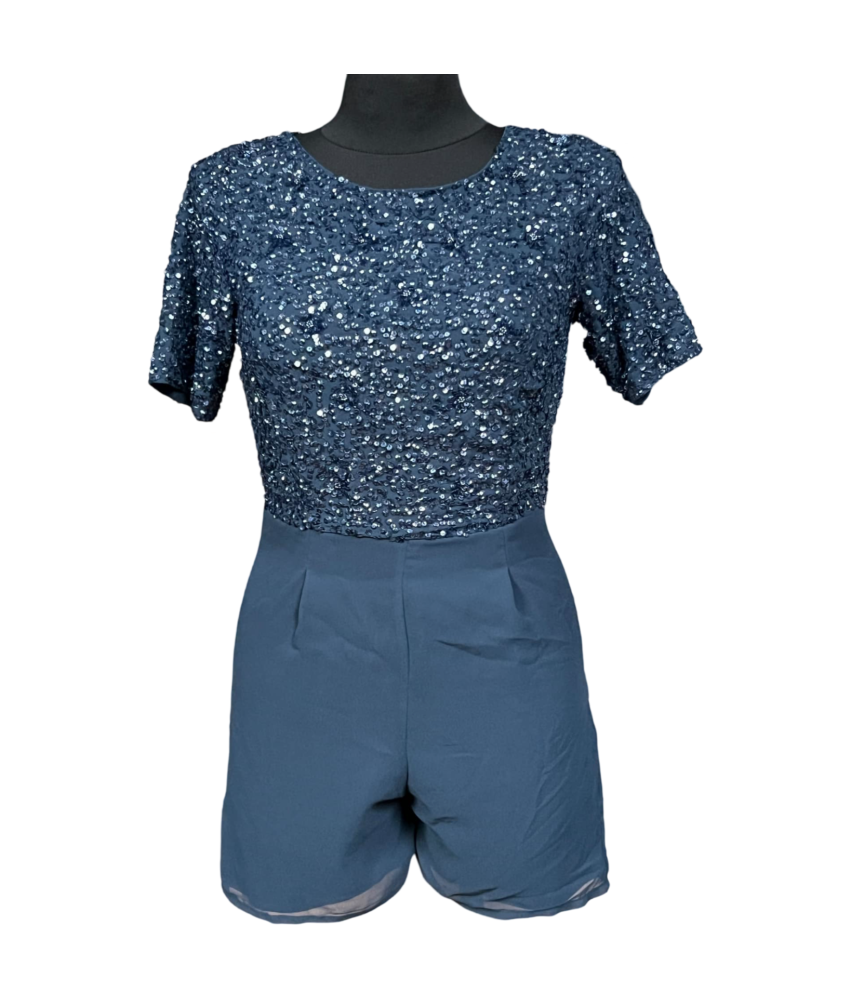 Lace & Beads Kombinezon z Krótkimi Spodenkami Krótki Rękaw Granatowy Rozmiar 36