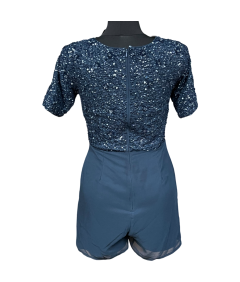 Čipke in kroglice kratke hlače s kratkimi rokavi Jumpsuit mornarsko modra velikost 36