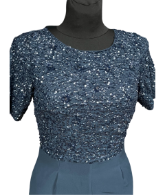 Lace & Beads Kombinezon z Krótkimi Spodenkami Krótki Rękaw Granatowy Rozmiar 36
