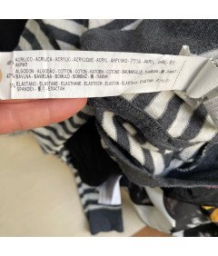 Zara Kardigan Damski Ciepły z Guzikami Stylowy Biało Szary w Paski Rozmiar M