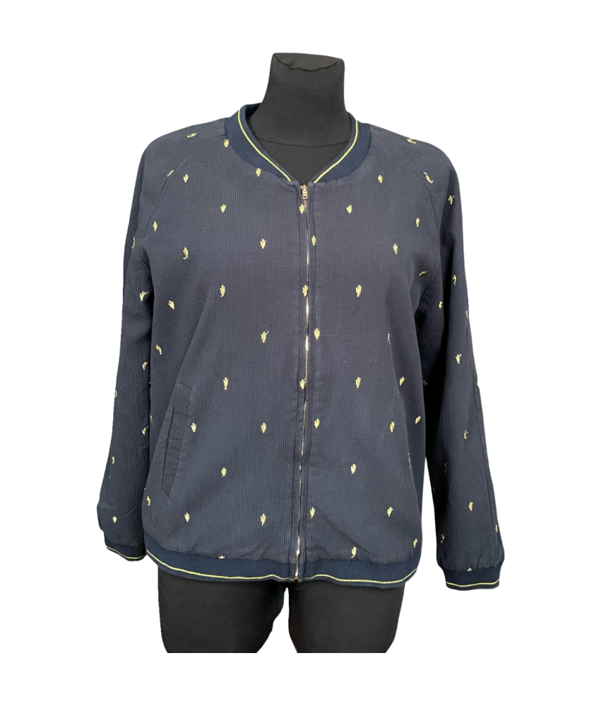 ICHI ženske odpeta jopica udobno Zip toplo mornarsko modra velikost L