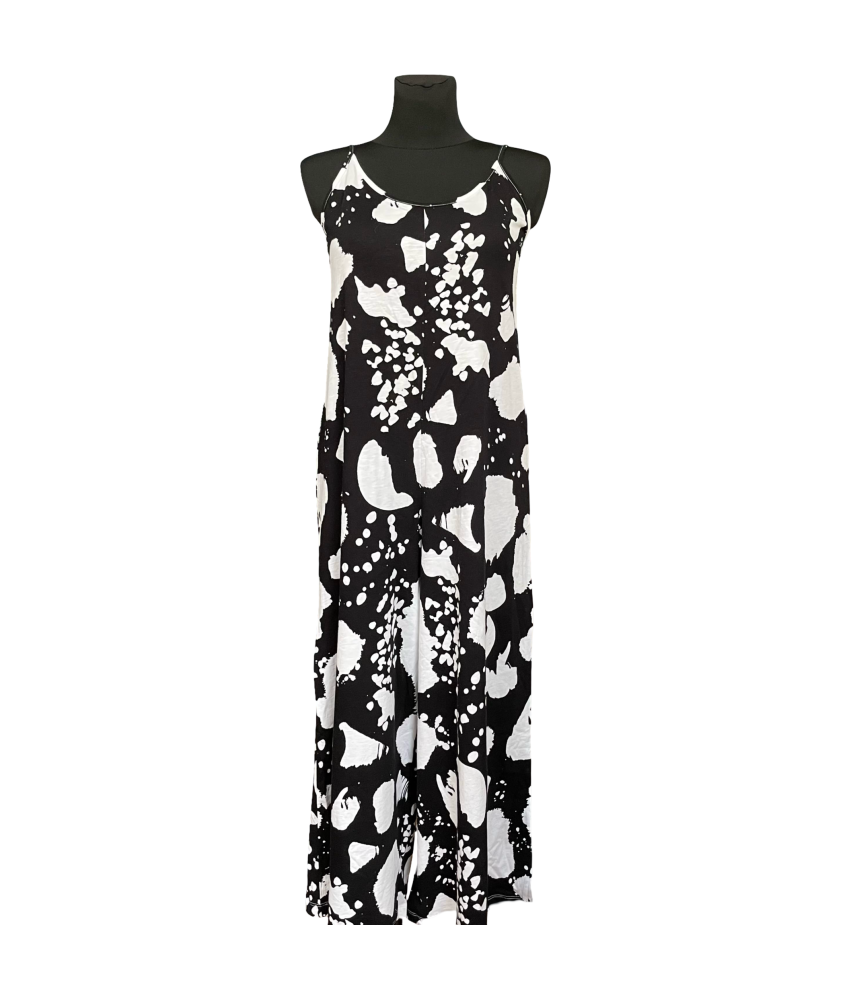 asos Obleka do kolen Udobna elegantna brez rokavov črno-bela velikost 34