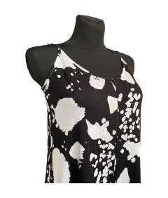 asos Obleka do kolen Udobna elegantna brez rokavov črno-bela velikost 34