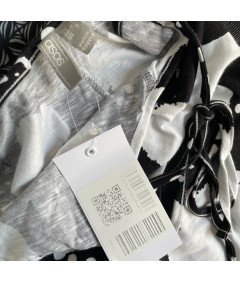 asos Obleka do kolen Udobna elegantna brez rokavov črno-bela velikost 34