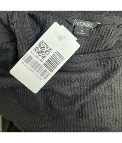 MONKI Ženski pulover eleganten z žepi udoben topel črn velikost M