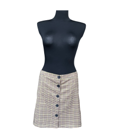 24COLOURS Spódnica Midi Wygodna Stylowa Elegancka Żółta w Kratkę Rozmiar L