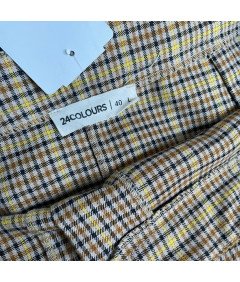 24COLOURS Spódnica Midi Wygodna Stylowa Elegancka Żółta w Kratkę Rozmiar L