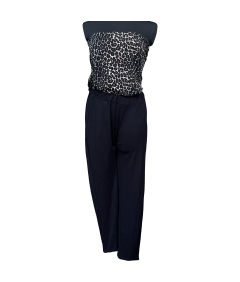 Conleys Črna obleka brez rokavov Lahka udobna črna z leopardjim tiskom Velikost S