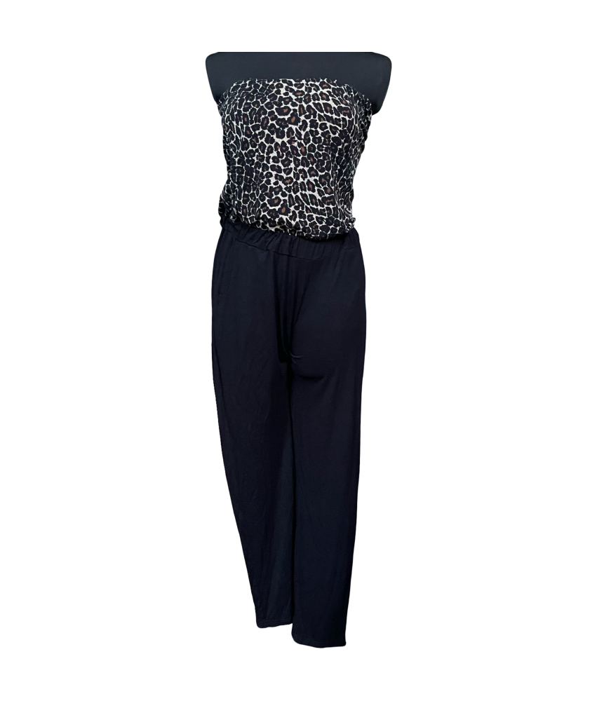 Conleys Črna obleka brez rokavov Lahka udobna črna z leopardjim tiskom Velikost S