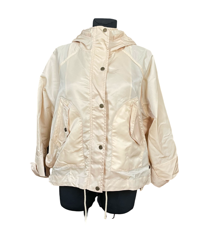 Zara Kurtka Damska Wygodna Lekka Przeciwdeszczowa z Kapturem Beżowa Rozmiar S