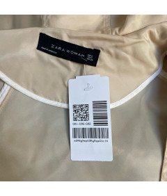 Zara Kurtka Damska Wygodna Lekka Przeciwdeszczowa z Kapturem Beżowa Rozmiar S