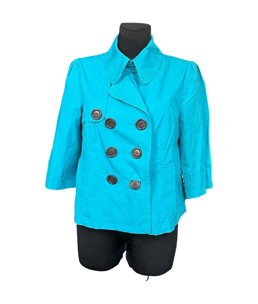 Marks&Spencer Płaszcz Damski Stylowy Wygodny Niebieski Rozmiar 42