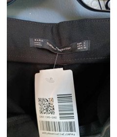 Zara Damskie Spodnie Wygodne Stylowe Czarne z Białym Paskiem Rozmiar L