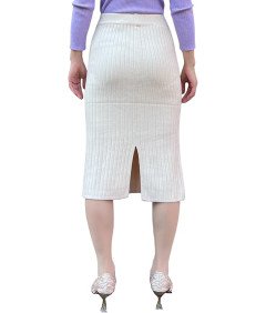 BETYFUL Elegancka Spódnica Dzianinowa, Rozmiar EU 30-40 XS-M, Beżowa