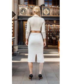BETYFUL Elegancka Spódnica Dzianinowa, Rozmiar EU 30-40 XS-M, Beżowa