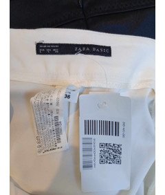 Zara Midi udobna krila z žepi Elegantna elegantna bela L