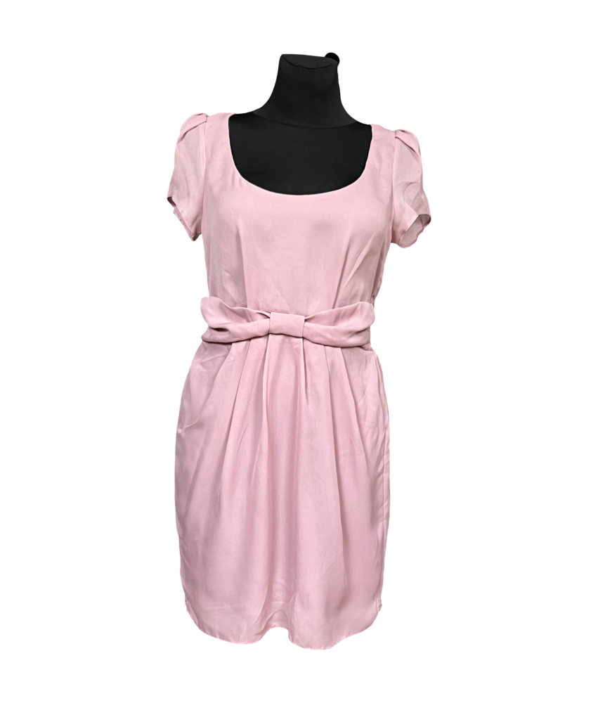 asos Dolžina kolena obleka Elegantno kratkimi rokavi roza Velikost 40