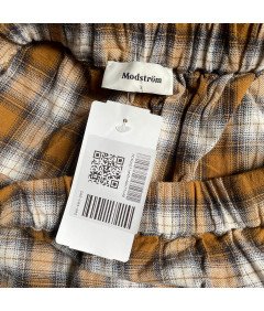 Modström Spódnica Midi Wygodna Stylowa Żółto Biała w Kratkę Rozmiar S