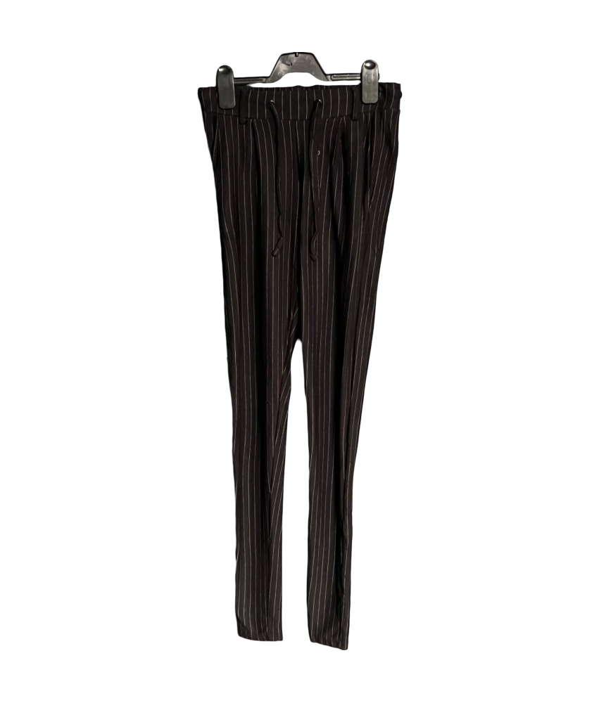 Black Stery Ženske hlače Udobne elegantne črne v beli ravne S