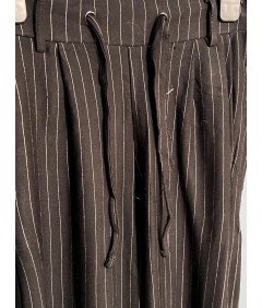 Black Stery Ženske hlače Udobne elegantne črne v beli ravne S