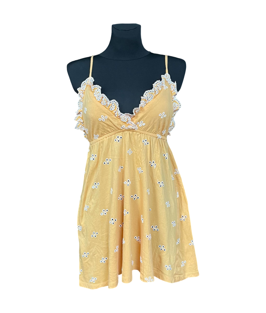 asos Sukienka Przed Kolano Stylowa Bez Rękawów Żółta Rozmiar 36