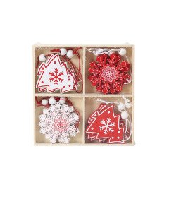 Ozdoby Świąteczne Drewniane Wisiorki Choinkowe 12 szt Boże Narodzenie