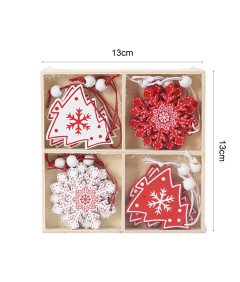 Ozdoby Świąteczne Drewniane Wisiorki Choinkowe 12 szt Boże Narodzenie