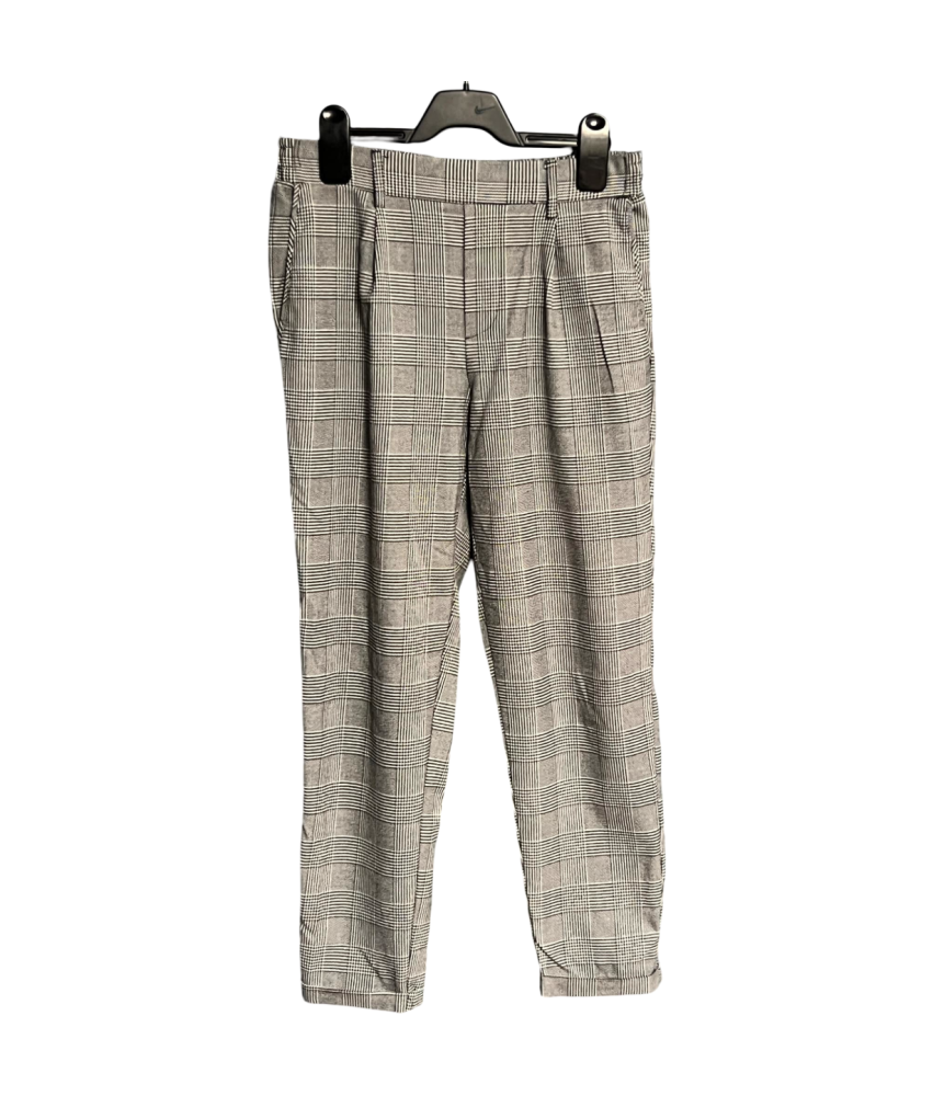 Bershka Spodnie Męskie Wygodne Stylowe Eleganckie w Kratkę Szare M