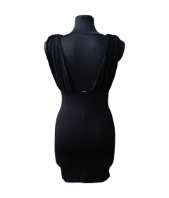 asos Elegantna obleka do kolen z globokim vratom Black 38