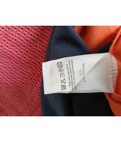 CKS Sukienka do Kolana Stylowa na Krótki Rękaw Czarno Pomarańczowa S