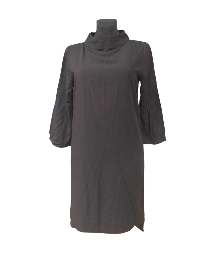 WEMOTO Elegantna elegantna obleka do kolen z ovratnikom črna M