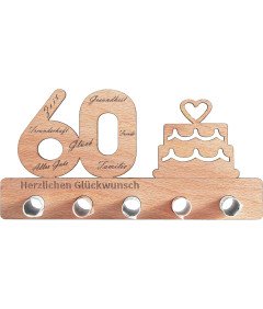 Wobequ Drewniany Stojak z Otworami na Banknoty Prezent na 60 Urodziny