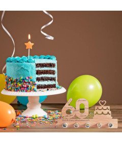 Wobequ Drewniany Stojak z Otworami na Banknoty Prezent na 60 Urodziny