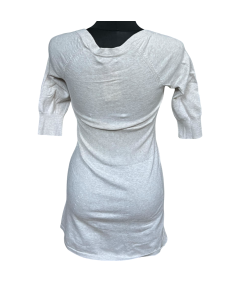 Mango Sukienka Przed Kolano na Krótki Rękaw Stylowa Biała Rozmiar S