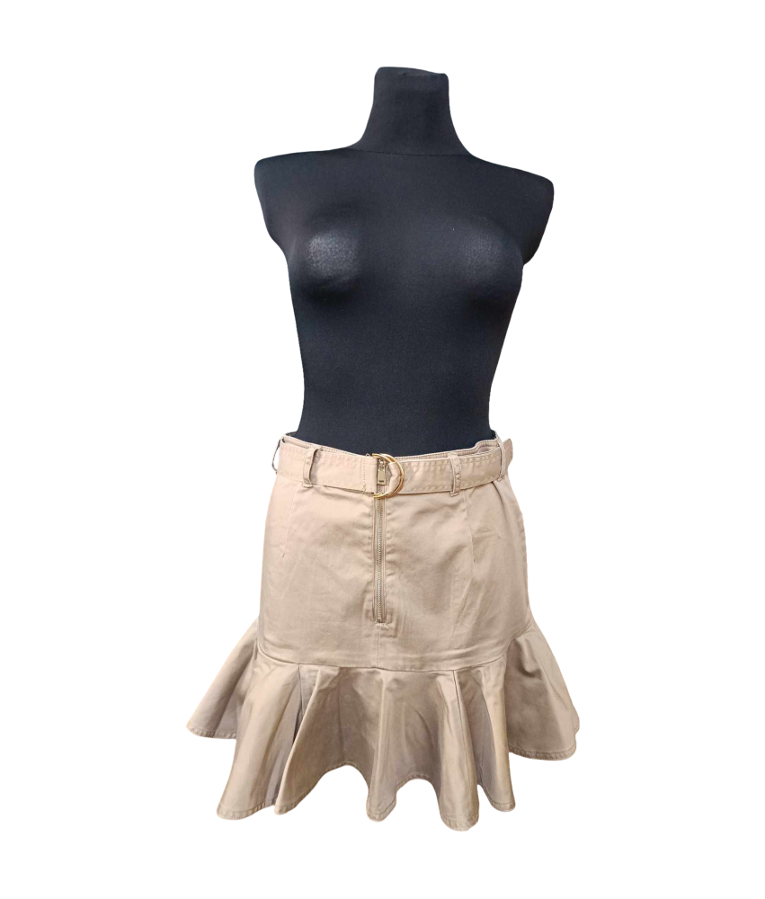 River Island Spódnica Midi Wygodna Stylowa z Paskiem Brązowa 38