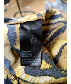 WE Sukienka do Kolana z Paskiem Stylowa w Tygrysie Prążki Żółta S