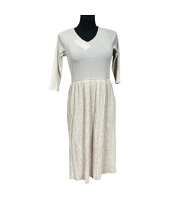 Mango Sukienka do Kolana Wygodna Stylowa Wytrzymała Beżowa S