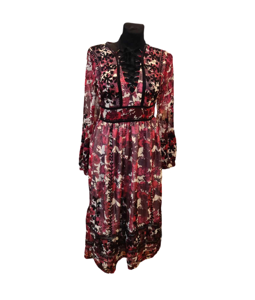 TOPSHOP Midi obleka do kolen Elegantna poletna cvetlična rdeča 36