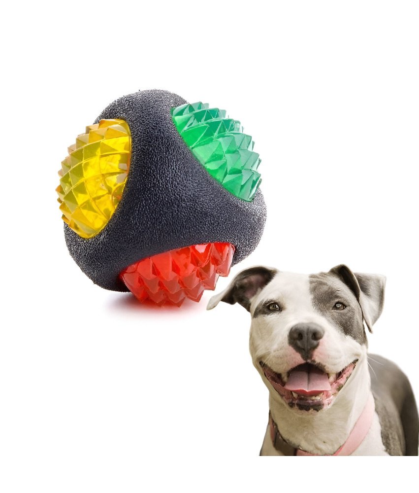 Svetleča pasja žoga z bodicami za prinašanje Interaktivna igrača za skakanje