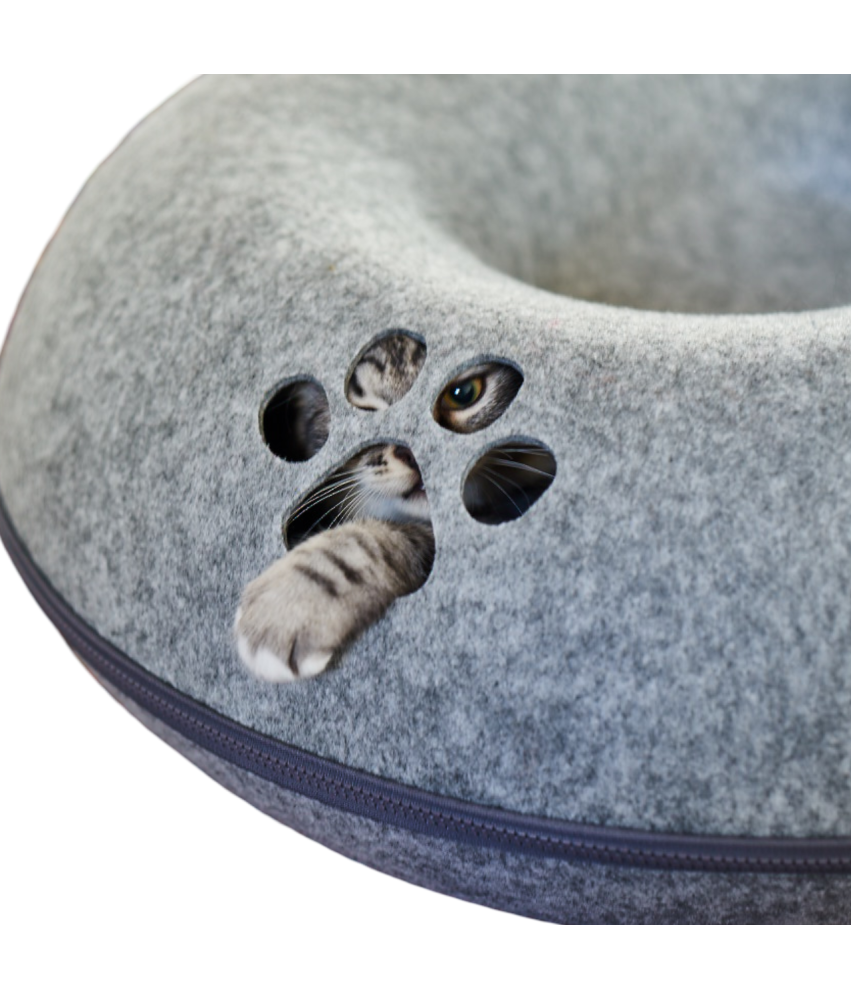 Lair Cat tunnel Pontoon Felt house Grey 70x25x65 cm Longitudinal Toy