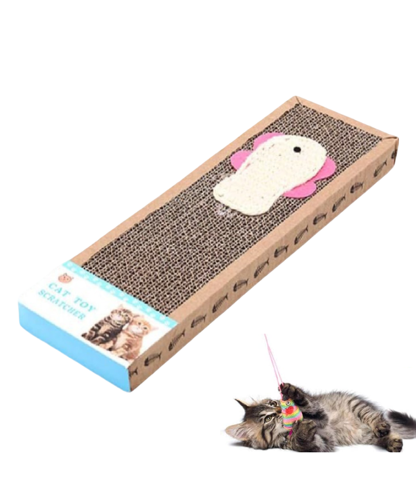 Kartonski praskalnik za mačke Kartonska igrača Fish Lair 37x12x5 cm Horizontalni ležalnik