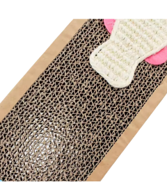 Kartonski praskalnik za mačke Kartonska igrača Fish Lair 37x12x5 cm Horizontalni ležalnik