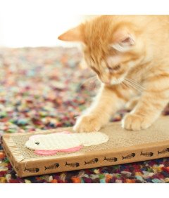 Kartonski praskalnik za mačke Kartonska igrača Fish Lair 37x12x5 cm Horizontalni ležalnik