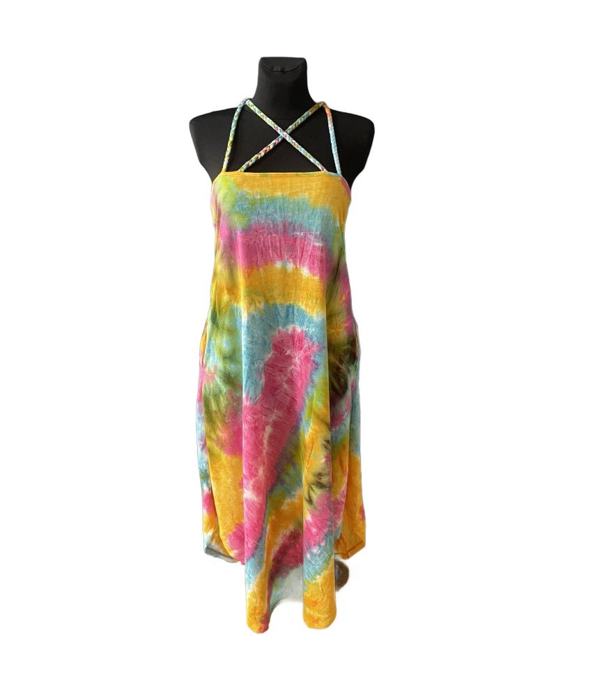 Alcea Rosea Damska Satynowa Sukienka Wielobarwna Rozmiar M