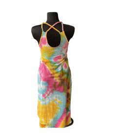 Alcea Rosea Damska Satynowa Sukienka Wielobarwna Rozmiar M