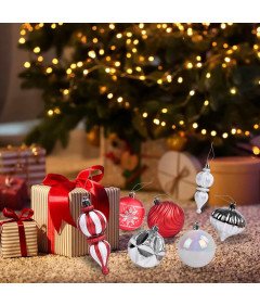 Božično drevo baubles Božič Rdeča Bela 40 kosov